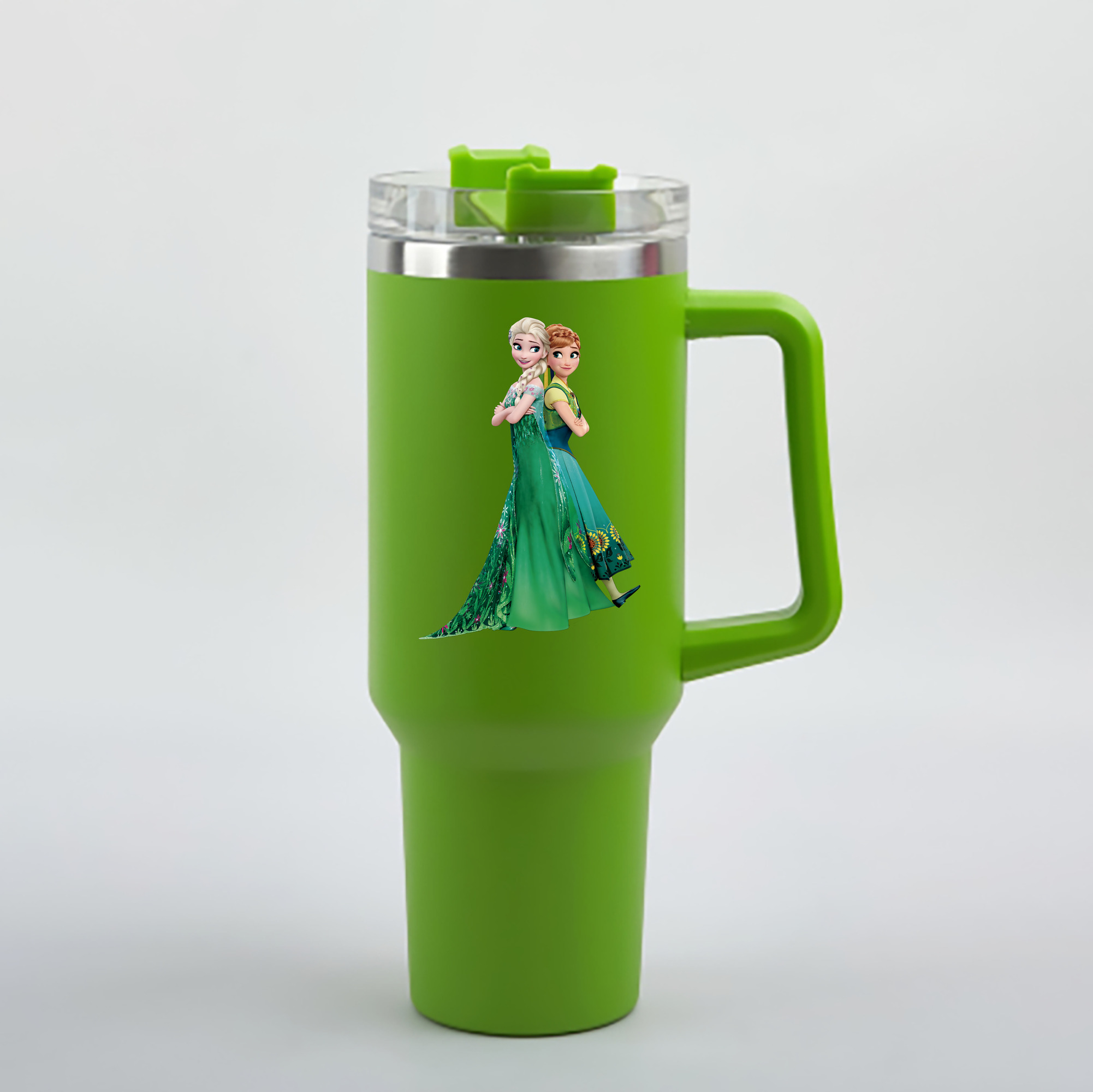 （画像用） アナと雪の女王 アンナ エルサ Frozen Anna Elsa 1200mL車用タンブラー - クリスタルステッカー（プラスチックストロー付き）